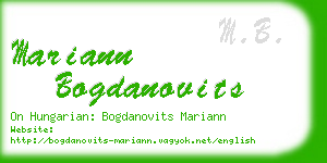 mariann bogdanovits business card